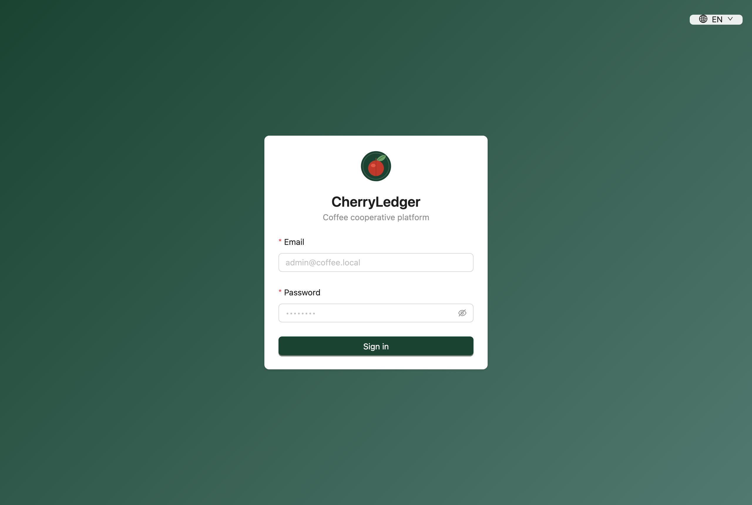 The sign-in screen